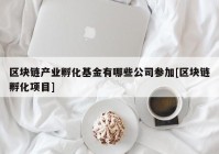 区块链产业孵化基金有哪些公司参加[区块链孵化项目]